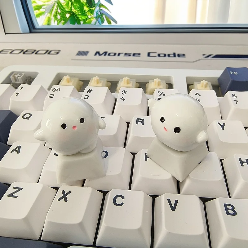 DIY personalizado Keycap lindo dibujo animado pequeño Dumpling Elf Artisan Keycaps para teclado mecánico tapas adornos decorativos de escritorio regalo - imagen 4