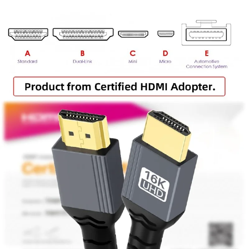 Cable trenzado compatible con HDMI, 96Gbps, Ultra alta velocidad, 16K @ 60Hz, 8K @ 240Hz, 4K @ 480Hz, HDCP 2,2 y 2,3, HDR dinámico, eARC - imagen 5
