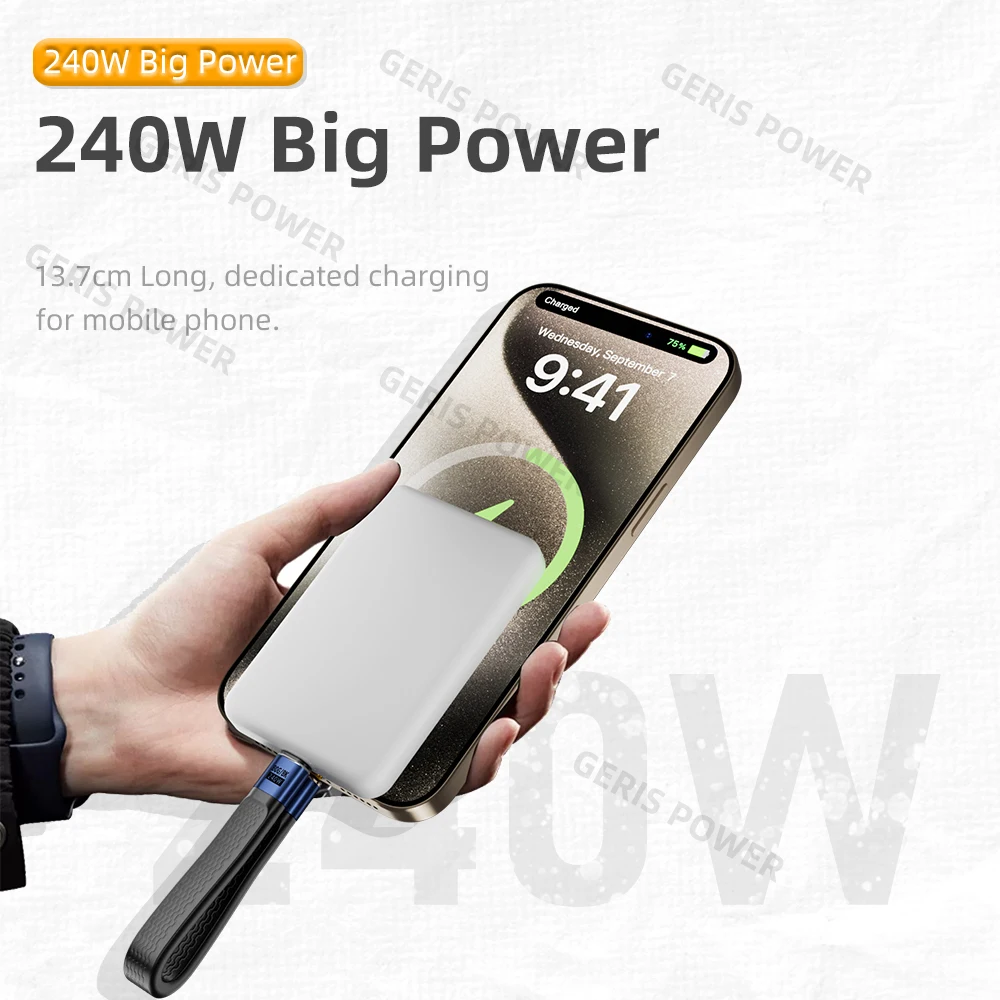 Llavero portátil Cable de datos USB C PD240W 5A tipo C Cable de carga rápida 40Gbps transferencia de datos Thunderbolt 3 8K @ 60Hz para iPhone 15 - imagen 4