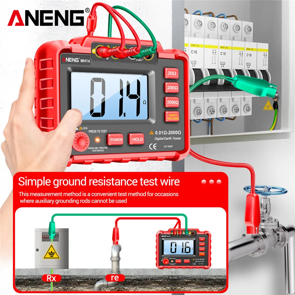 Isolationswiderstandsmessgerät-Kit MH14 ANENG Megohmmeter Spannungsprüfer Boden AC200V Voltmeter Ohm Industriemultimeter DIY-Werkzeug - imagen 4