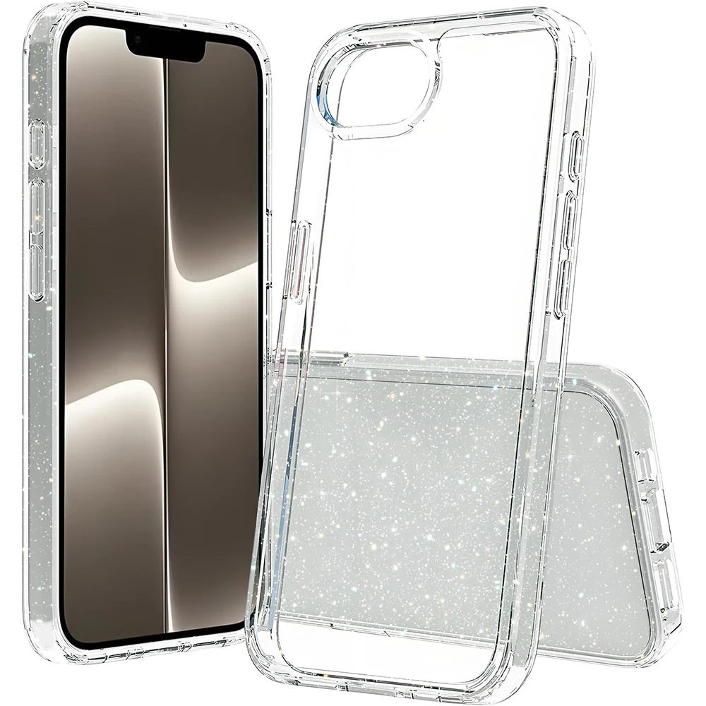 Funda transparente con purpurina para iPhone 16E 16 E 15 Pro Max 14 Plus 13 Mini 12 11 X XS XR SE 2022 2020 7 8 6 6S, funda para teléfono para niñas y mujeres