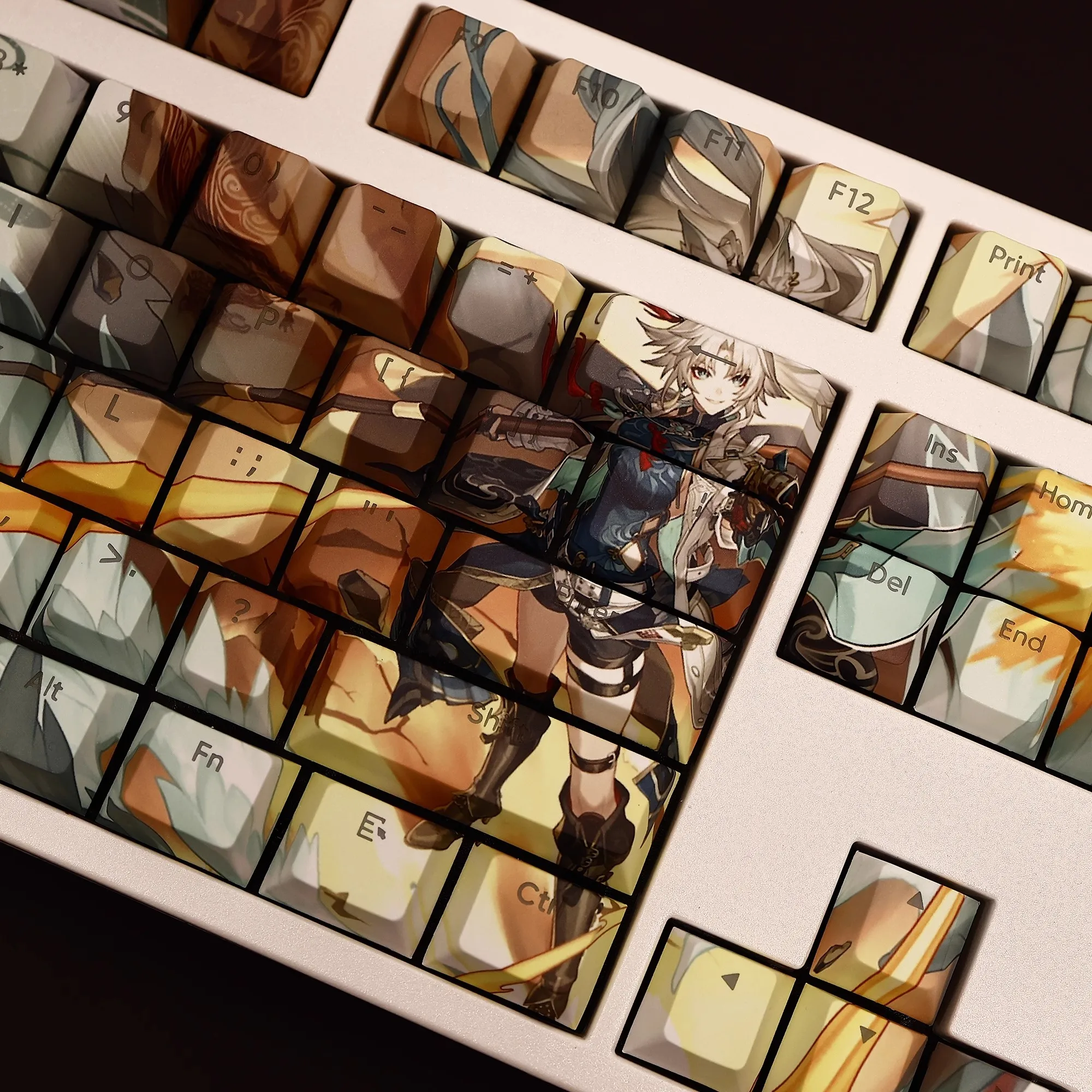 Juego de teclas retroiluminadas Honkai Star Rail Feixiao, juego de 108 teclas, PBT, dibujos animados, Anime, Gaming, para teclado ANSI 61, 87, 104, 108 - imagen 4