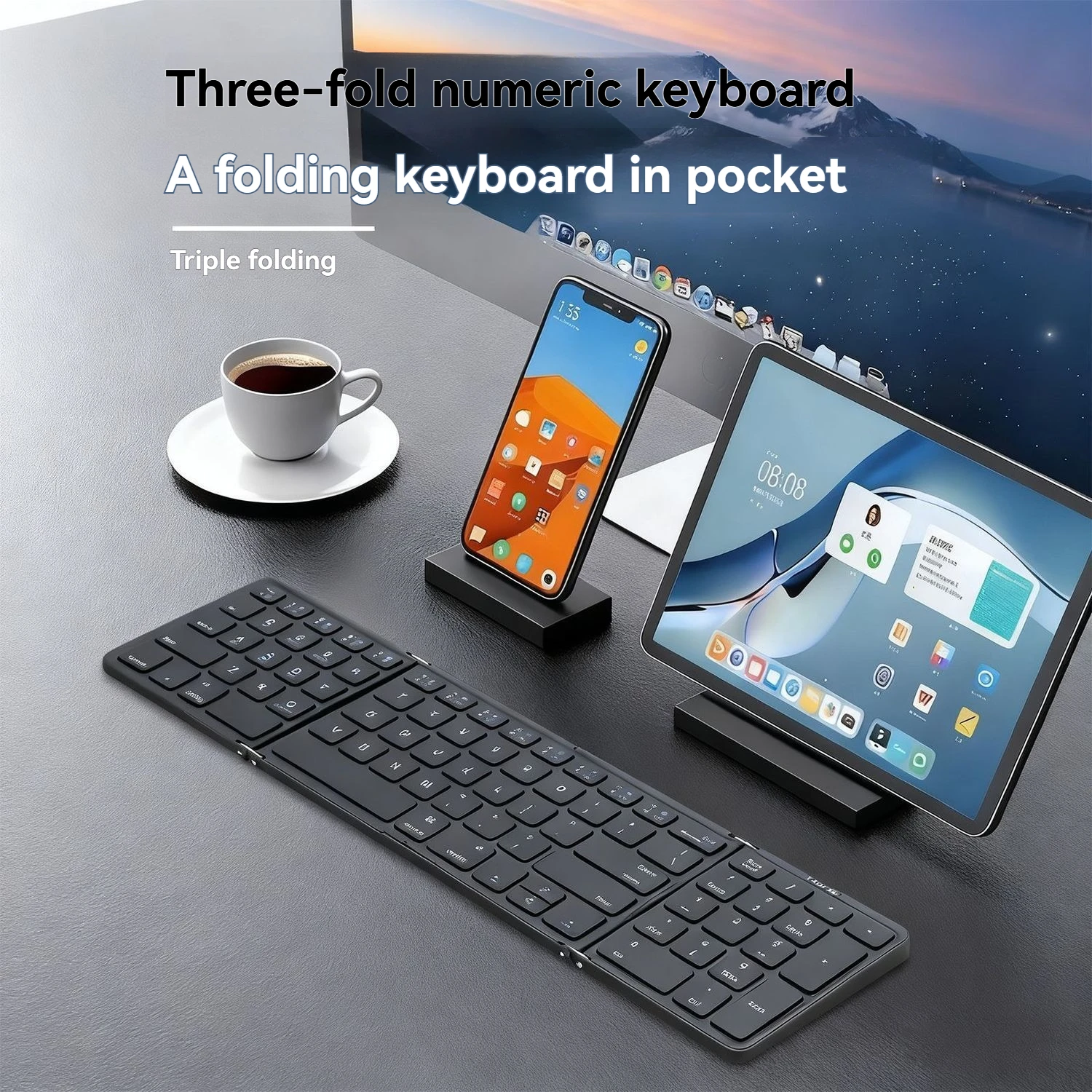Teclado Bluetooth de triple pliegue, ultrafino, portátil, para IPad, Touch Pad, portátil, inalámbrico, teclado numérico plegable, accesorios de regalo