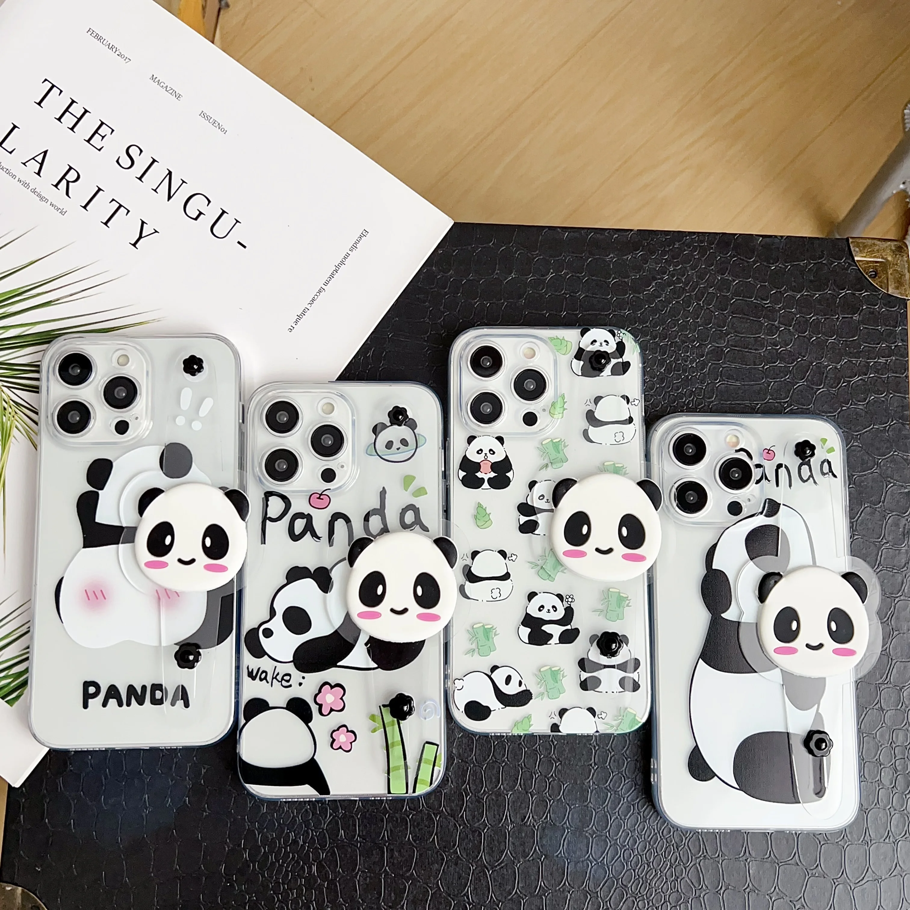 Para iPhone 17 16 15 14 13 12 Pro Max mini Plus e Pilar Panda funda correa de muñeca