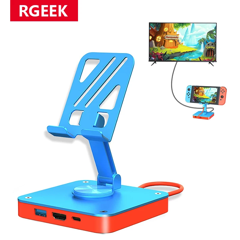 RGEEK 3 en 1 Soporte de almohadilla de interruptor ajustable Hub USB-C con HDMI2.0 (4K @ 60 Hz), USB2.0, puertos de carga PD 100W para Nintendo Switch OLED - imagen 2