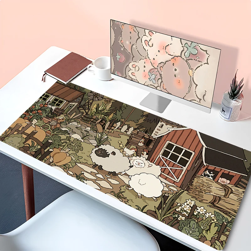 Alfombrilla de ratón, accesorios para PC, alfombrilla para teclado, alfombrilla para escritorio de oficina, alfombrilla para ratón de goma Natural, antideslizante, ilustración Retro para juegos, almohadilla extendida - imagen 2