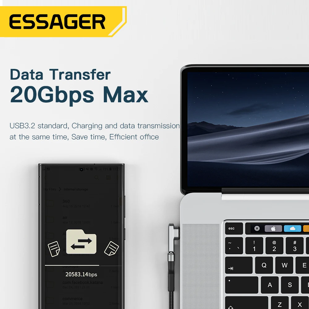 Essager Cable USB-C Magnético PD 100W Carga Rápida 4K 60Hz - imagen 4