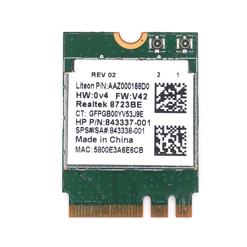 ForRealtek-adaptador inalámbrico RTL8723BE 802.11n, tarjeta WiFi, Bluetooth-compatible4.0, NGFF, SPS 843338-001, 300Mbps