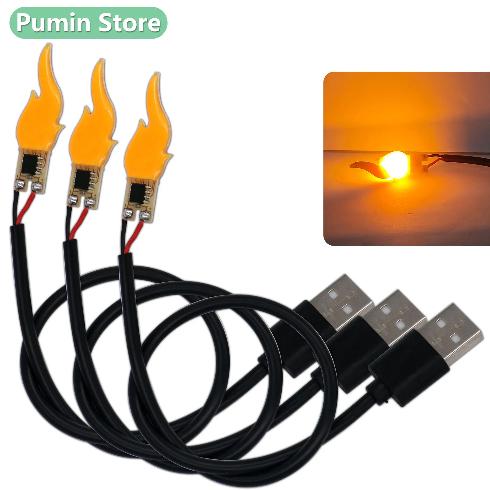 1/5 Uds. Luz LED tipo vela USB 5V 1900-2200k cuentas de vela con cadena decoración navideña bombilla de llama Camping creativo DIY