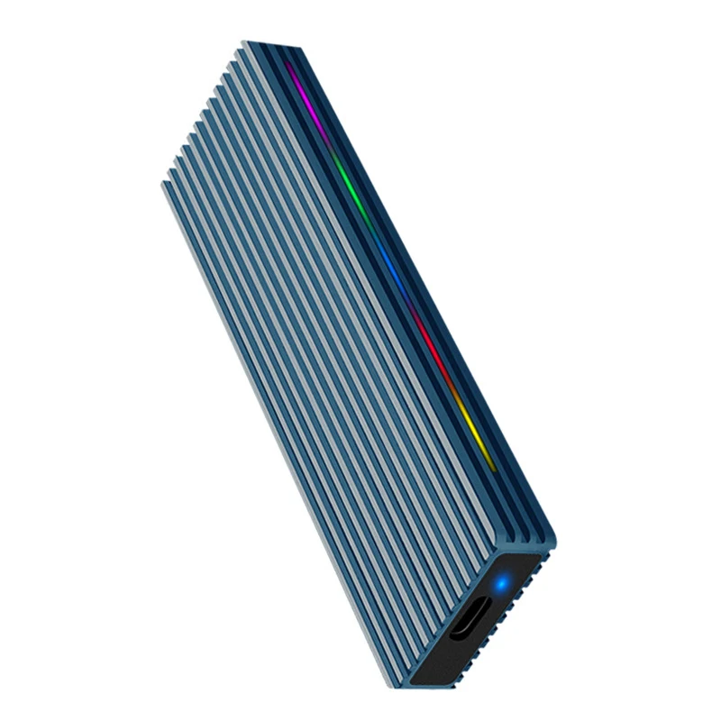 UTHAI M. Carcasa de disco duro portátil de aleación de aluminio y Metal, carcasa de estado sólido USB 3,1, Protocolo NGFF, tipo C, con luz RGB, 2 unidades - imagen 2