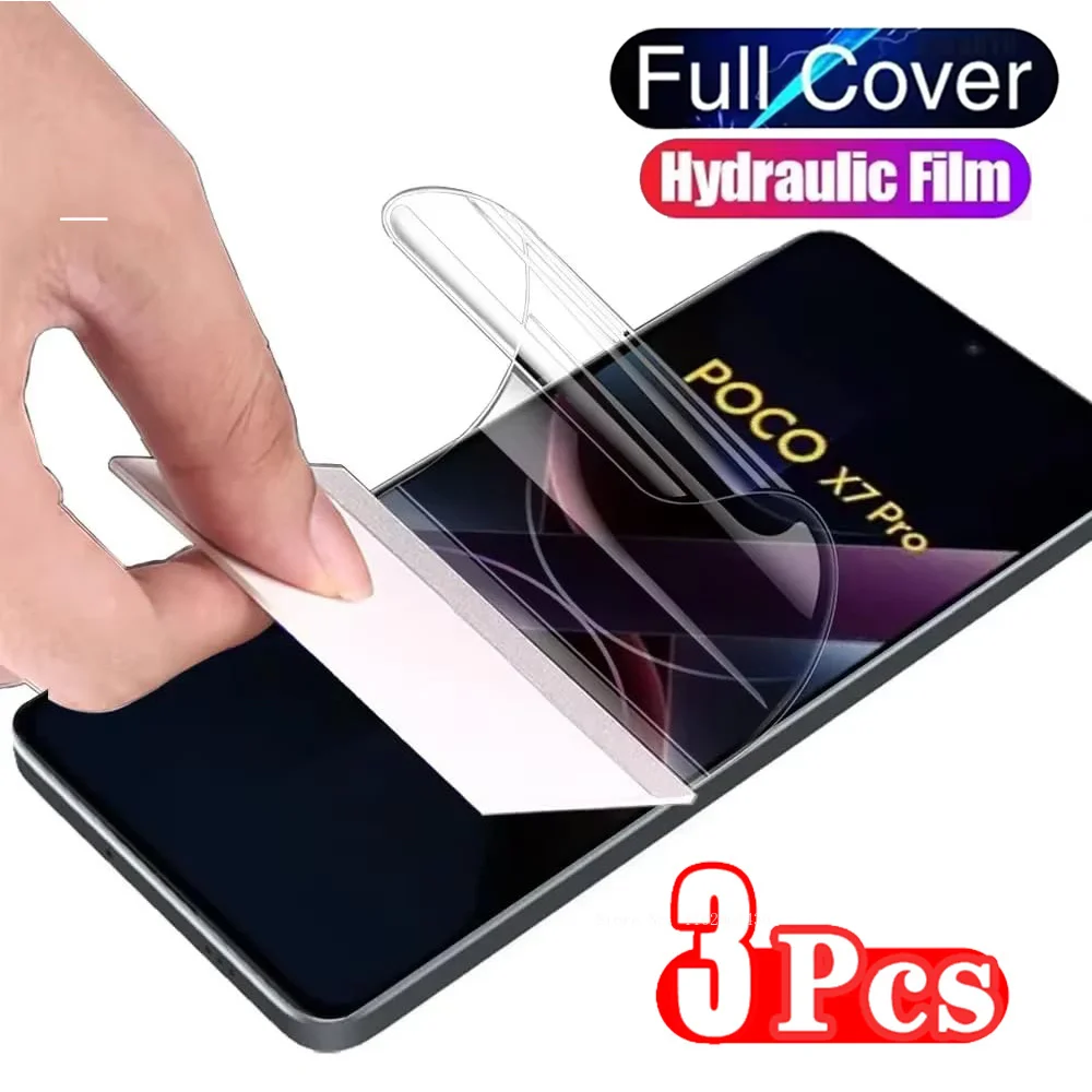 Película de hidrogel de cobertura completa para Xiaomi Poco X7 Pro, película de hidrogel de seguridad para Protector de pantalla Poco X7, 3 uds.