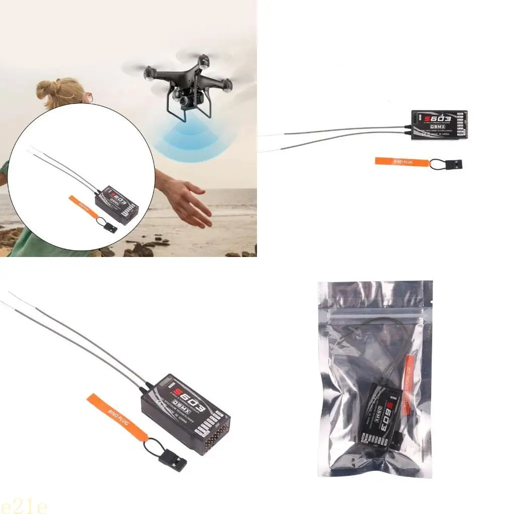 E21E S603 RECEPTOR 6 CANAL 2.4GHz DSM2 reemplaza a AR6210 con 2 antenas amplias compatibilidad y funcionalidad superior