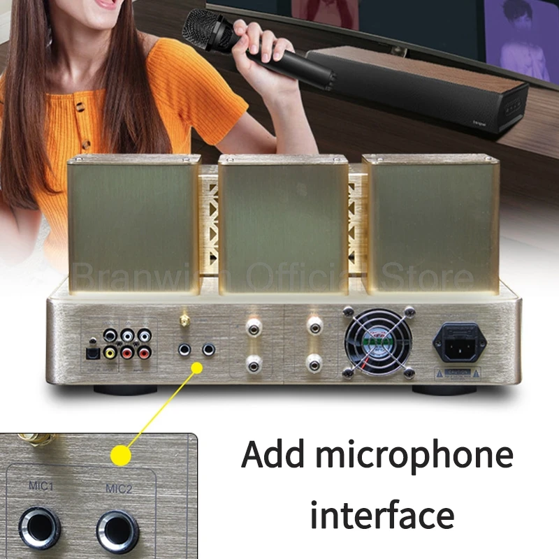 AMPLIFICADOR DE TUBO DE 200W + 200W, amplificador de Audio preescenario con amplificador Bluetooth 5,0, amplificadores de 0,5% THD, compatible con altavoz de 4/8Ω para etapas de cine en casa - imagen 5