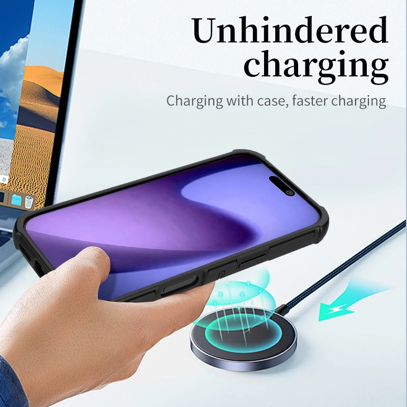 Funda magnética para iPhone 17 16 15 14 13 12 Pro Max Air Plus, funda antideslizante a prueba de golpes, cojín de aire para Magsafe, carcasa mate suave - imagen 4