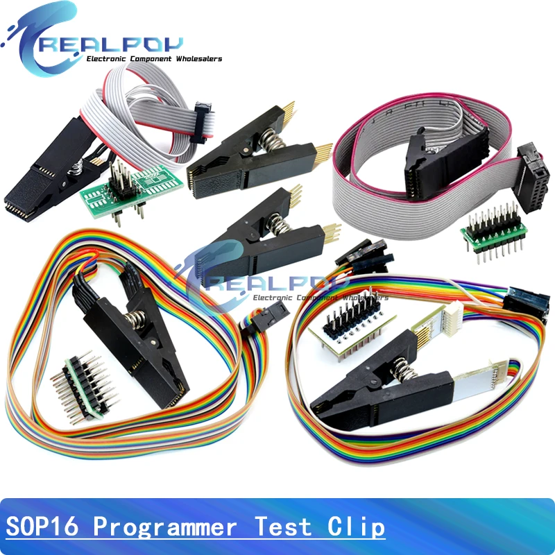 Clip de prueba de programador SOP16 SOP SOIC 16 SOIC16 Pin IC abrazadera de prueba SOP16 a DIP8 Clip de Flash para 25 series RT809F TL866CS TL866A