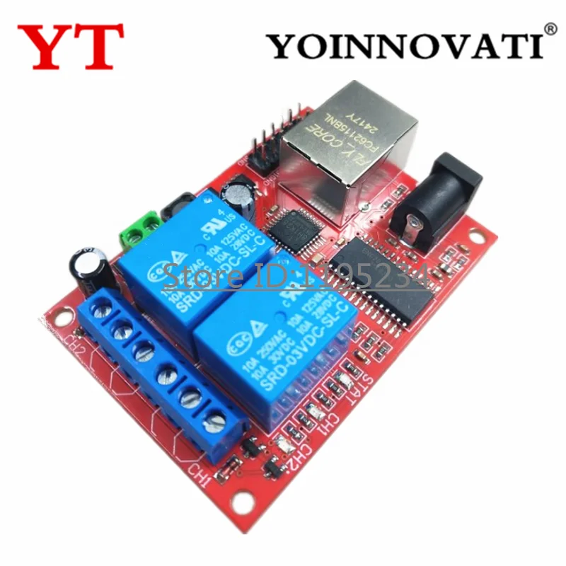 Módulo de relé Ethernet de 2 canales DC 5-12V red IP controlador de relé Web interruptor TCP UDP controlador de módulo para aplicación móvil DIY