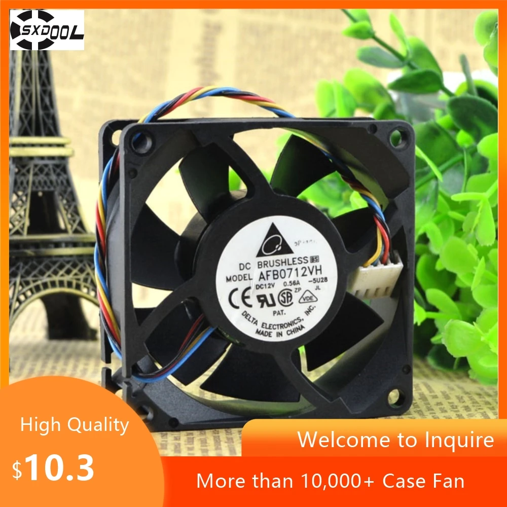 Afb0712vh 70mm 7cm PWM Cpu disipador de calor ventilador para Delta 7025 7cm 12V 0.56a ventilador de bola de caja 70X70X25mm - imagen 2