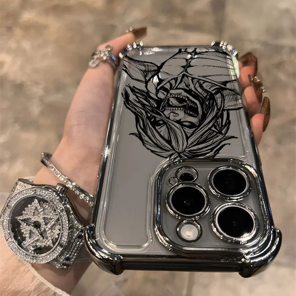 Hot-blooded anime Attack on Titan Plating Phone Case For Xiaomi 14 14Pro 13 13Pro Poco F4 F5 X7 X6 X5 X3 Pro 5G Anti Fall Airbag - imagen 4
