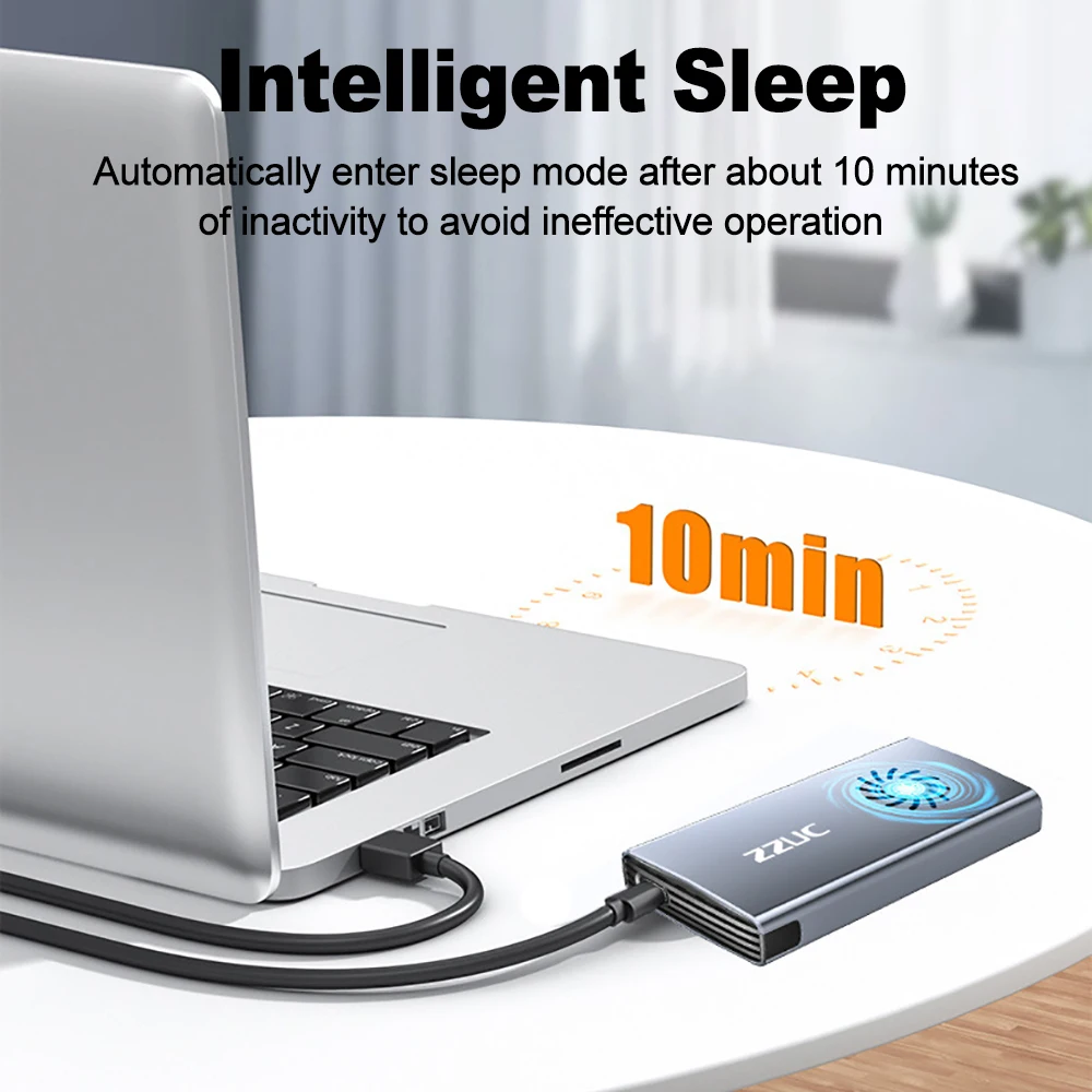 Caja de disco duro externo SSD M2 NVME de 10Gbps/20Gbps protocolo simple/doble M.2 SSD con ventilador de refrigeración compatible con llave M/llave B + M - imagen 5