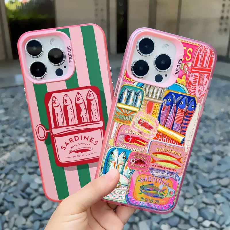 Funda de teléfono con láser de sardinas divertidas de pescado para Samsung Galaxy A17 A07 A16 A35 A55 A25 A15 A56 A54 A36 A34 A24 A26 4G 5G, funda mate