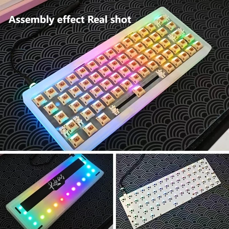 Teclado PTG64A PCB personalizado de tres modos de intercambio en caliente cambio izquierdo 64RGB accesorios de teclado de luz inferior para teclado mecánico GH60 - imagen 2