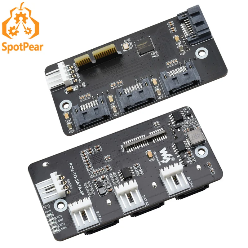 Módulo de cómputo Raspberry Pi 4 CM4 PCIe a SATA PCI-E a tarjeta SATA3.0 de cuatro vías placa de expansión SATA de alta velocidad de 6Gbps