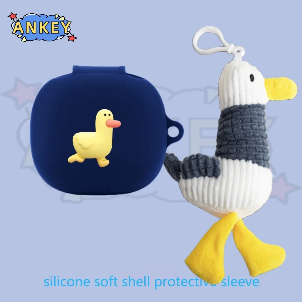 Funda para auriculares JBL Live Pro + / Live Pro 2 / Free2 / Flex, funda de silicona, auriculares de pato azul, funda protectora suave para auriculares - imagen 2