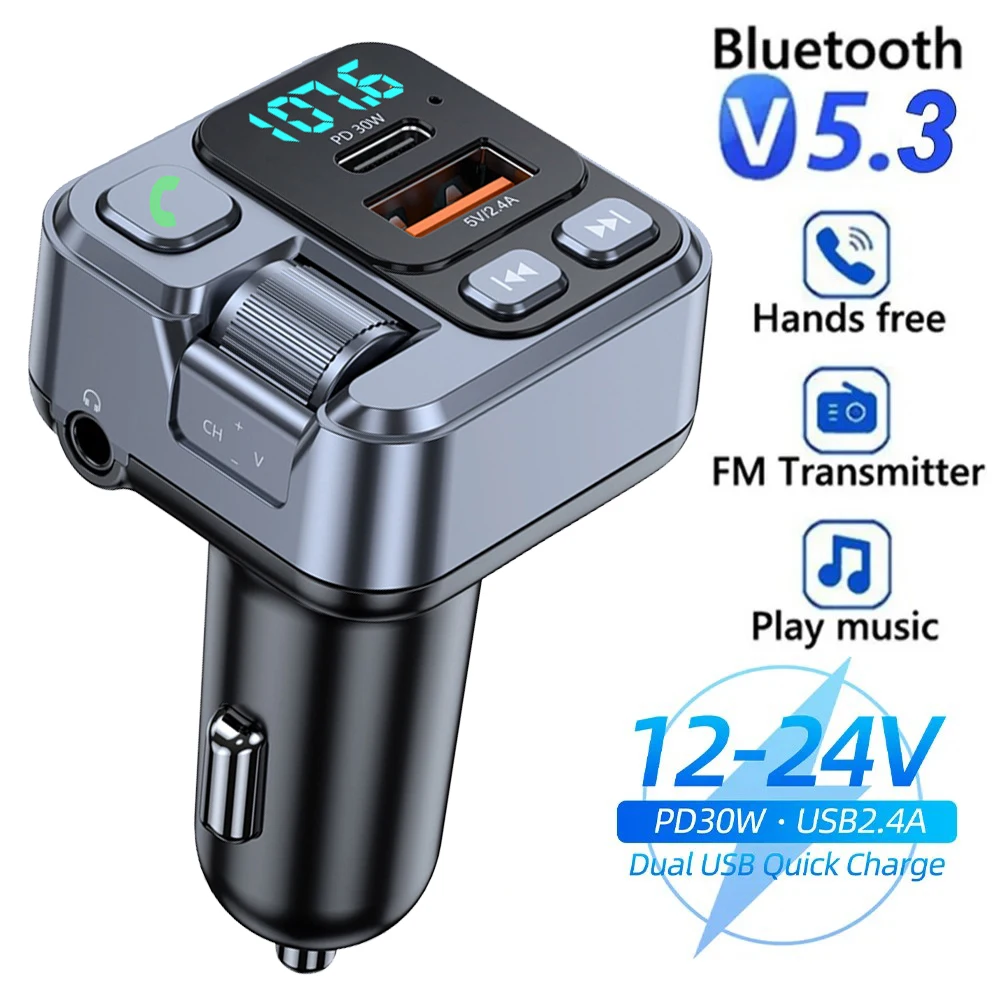 Receptor Bluetooth para coche, USB U, lectura de disco PD20w, carga rápida, pantalla Digital, adaptador de teléfono móvil para coche, transmisor FM para teléfonos móviles - imagen 2