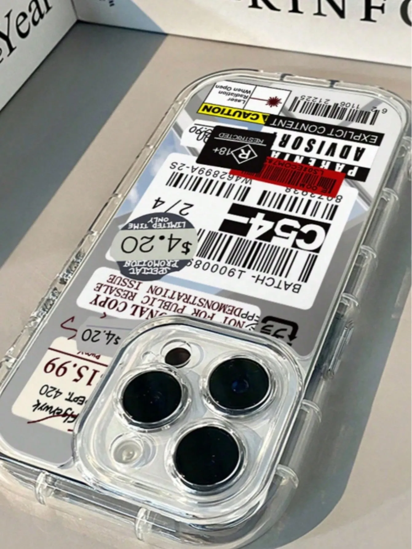 1 funda de teléfono con etiqueta C54 Lucky Mirror para iPhone 17AIR 11 12 13 14 15 16 17Pro Max Plus anillo de lente anticaída funda dura de 1,5mm - imagen 2