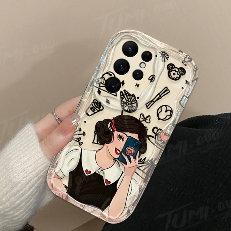 Disney Princess Belle Ariel 3D Wave Case para Samsung Galaxy S24 Ultra S23 S22 Plus S21 S20 FE A25 A55 A35 A15 A05 A05S Cover - imagen 4