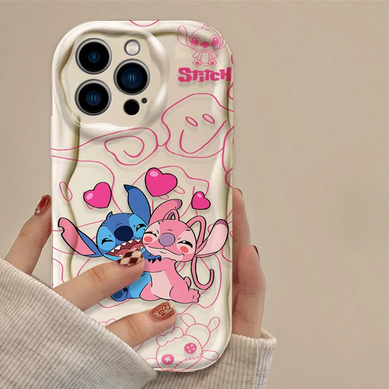 Blissful Stitch Angel Disney Wave Funda para iPhone 17 Air 16 E 15 14 Plus 13 12 Mini 11 Pro Max Fundas de silicona a prueba de golpes Funda - imagen 2