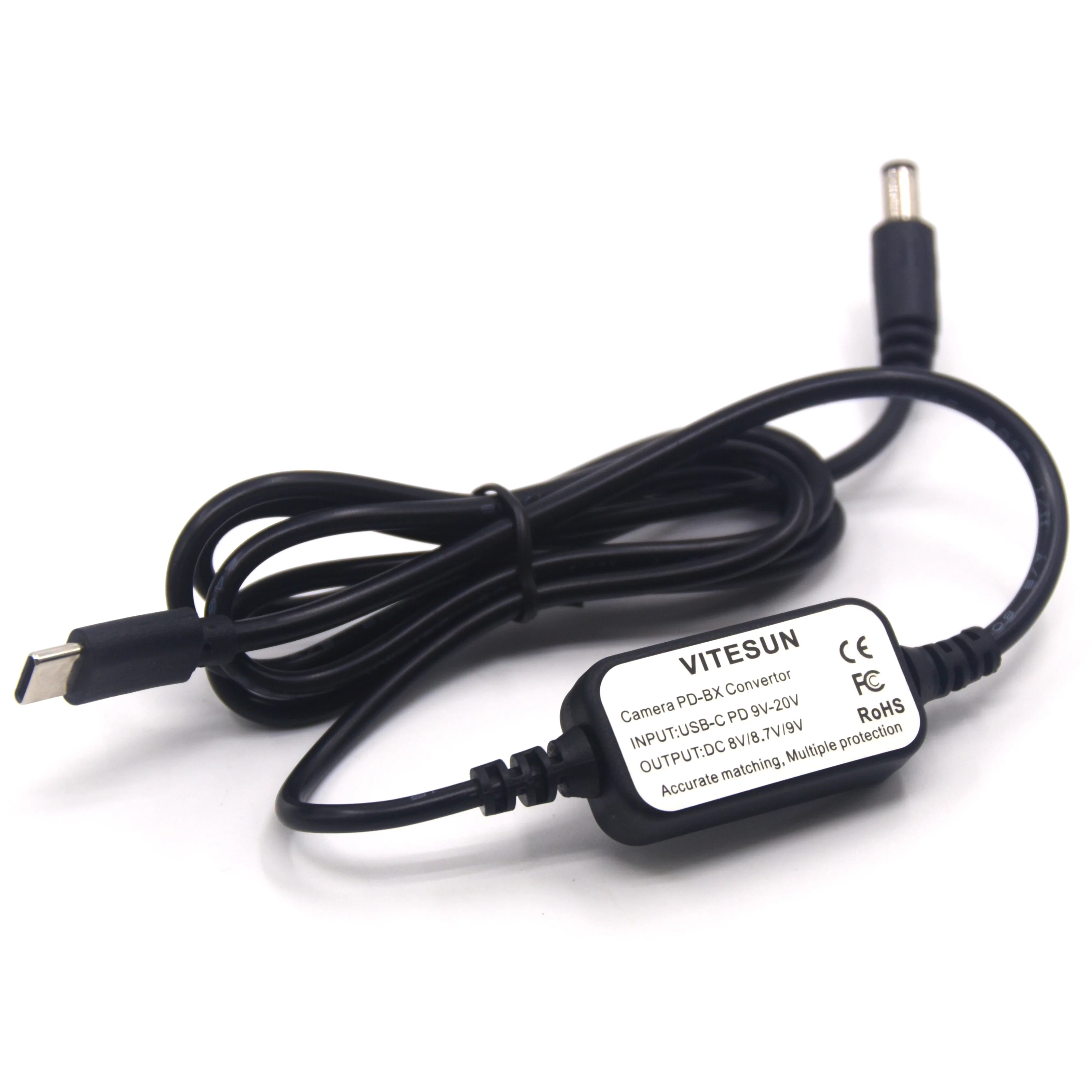 Convertidor de USB-PD USB tipo C a DC macho, Cable de 5,5x2,1 MM para LP-E6, DR-E18, BLC12, DMW-BLF19, FW50 - imagen 2