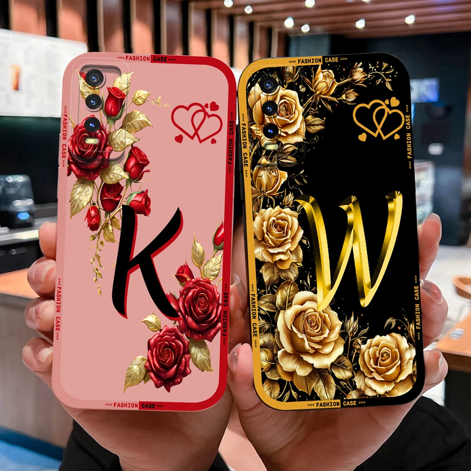 Para Vivo Y20 Y20a Y20i Y20T Y20S Y20G Y20s G funda de teléfono letras de nombre cubierta de silicona líquida suave para Vivo Y 20 parachoques a prueba de golpes