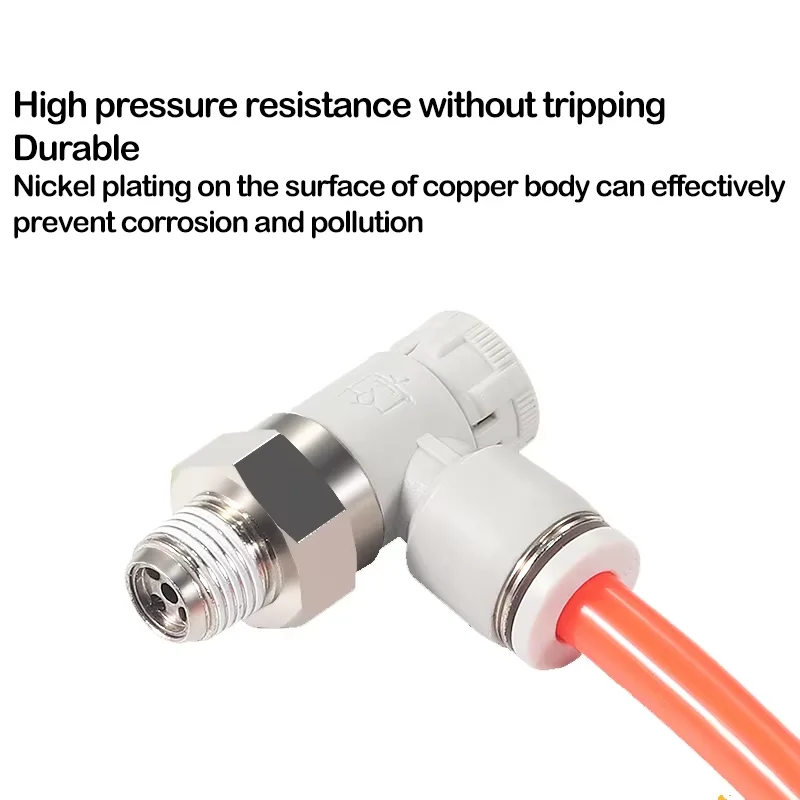 Conector neumático, válvula de acelerador de cilindro, bloqueo de empuje, conector PTL, PTL4-01A-M/6-01A, válvula de Control de velocidad neumática - imagen 5