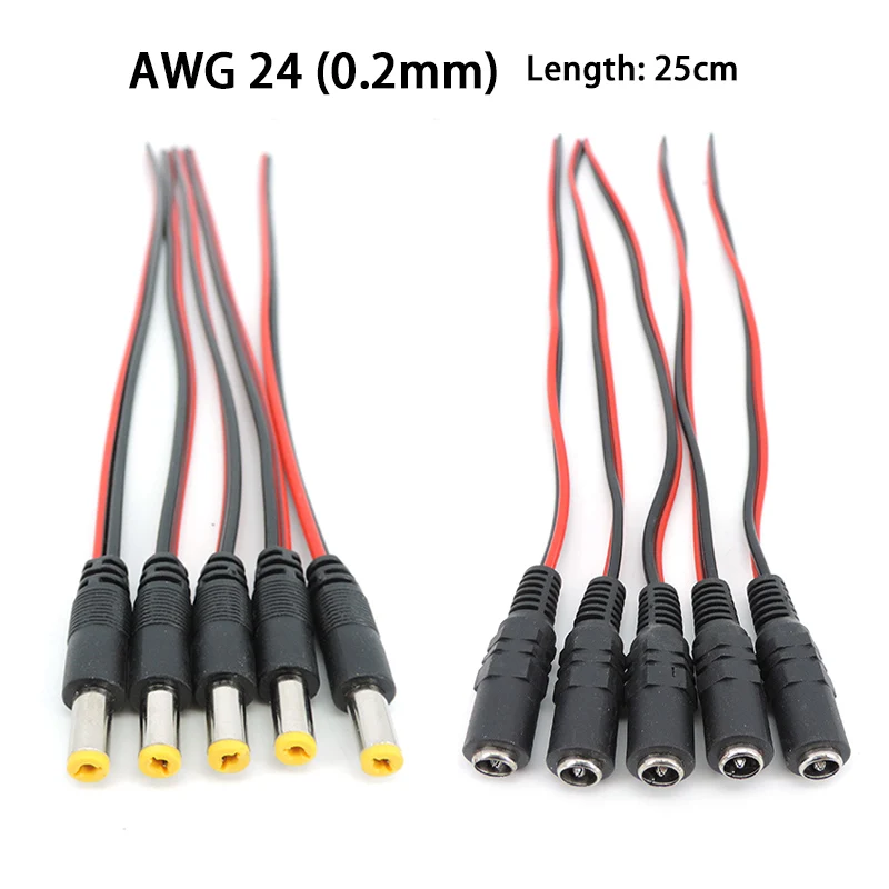 5,5x2,1mm macho hembra enchufe 12V DC Cable flexible conector Jack extensión trasera 24V DC Cable