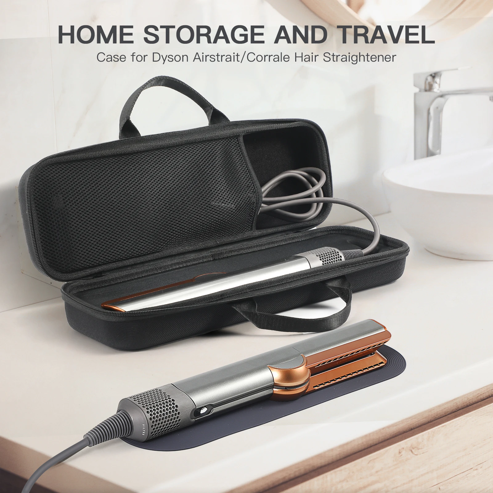 Estuche rígido de EVA para Dyson Airstrait HT01, bolsas de almacenamiento para alisador de pelo, caja de transporte de viaje portátil para accesorios Dyson HS03 - imagen 3