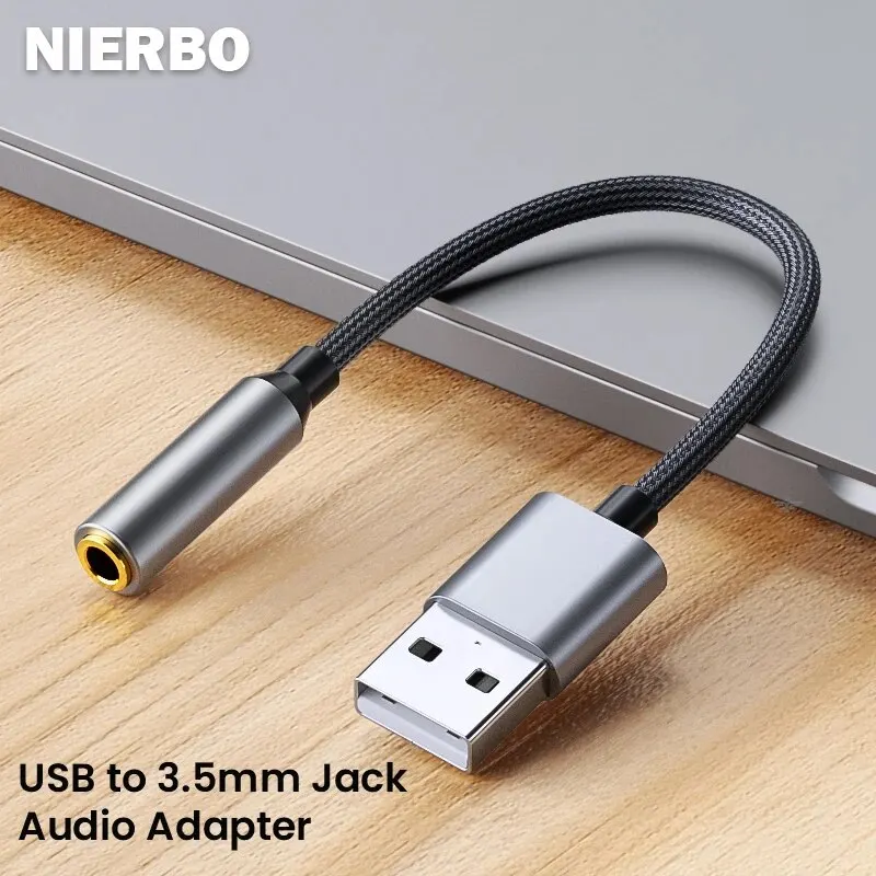NIERBO-Adaptador de conector de Audio USB A 3,5mm, TRRS A 3,5mm, auriculares, tarjeta de sonido estéreo externa
