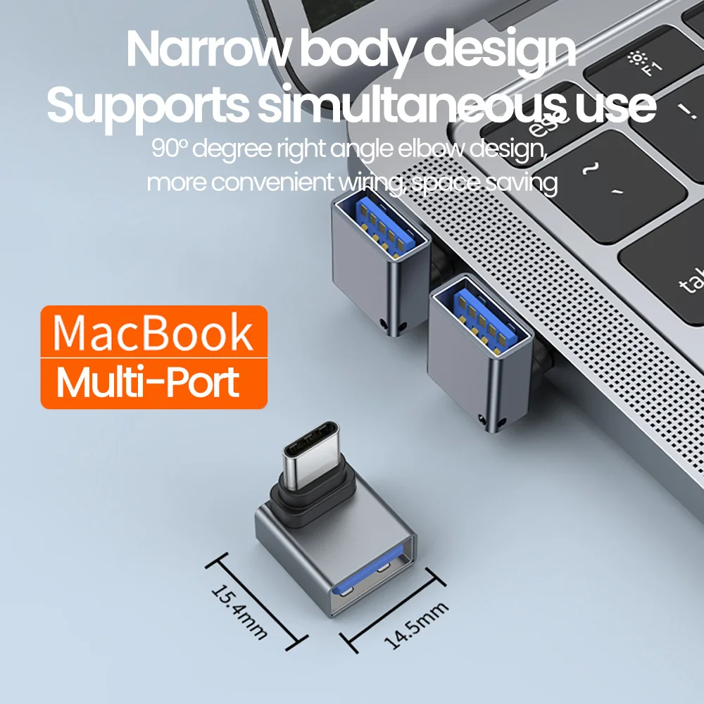 Elough-Adaptador USB 3,0 hembra a tipo C macho, conector de transferencia de datos USB para ordenador portátil, PC, disco U, USB a tipo c, 90 grados - imagen 5