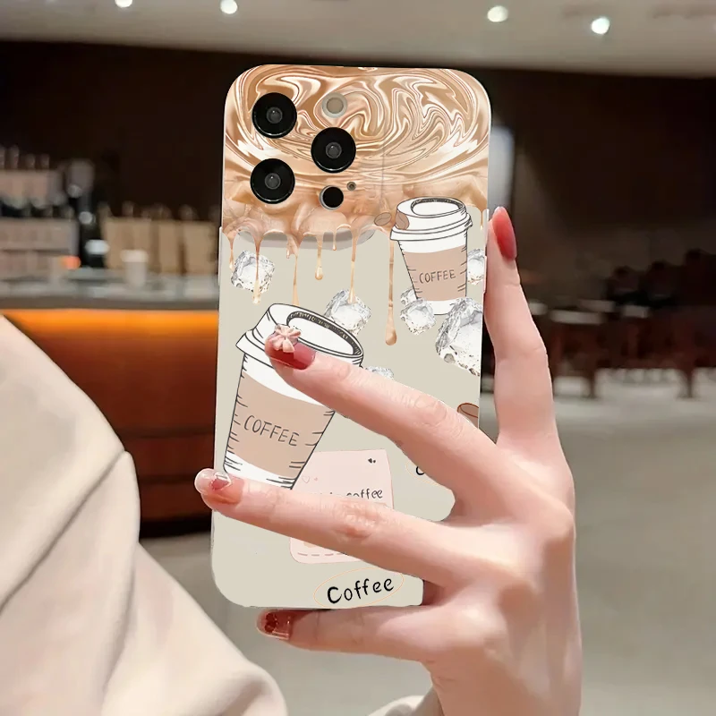 Funda de café con forma de cubo de hielo de sensación superior para iPhone 11 12 13 14 15 Pro Max XS X XR 7 8 Plus 15 cubierta de parachoques de silicona suave a prueba de golpes - imagen 3