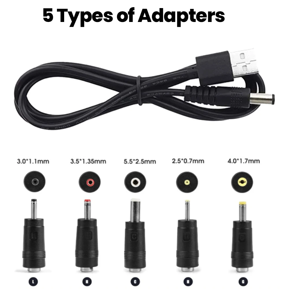 Cable de alimentación USB a CC con 5 enchufes CC, adaptador de enchufe de Cable de carga USB para enrutador, Mini ventilador, altavoz, conector de cámara - imagen 4