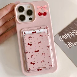 Funda Cartera iPhone Antigolpes Silicona Rojo Cereza Ranura Tarjetas