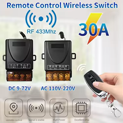 Interruptor de Control remoto inalámbrico RF433Mhz 30A para aparato eléctrico lámpara LED AC 220V 110V o DC 9-72V transmisor de encendido/apagado