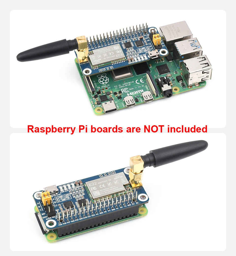 Raspberry Pi SX1262 SX1268 LoRa HAT Module 915MHz 868MHz 470MHz 433MHz Frequency Band UART Interface For PI5/4B/3B/Arduino/STM32 - imagen 2