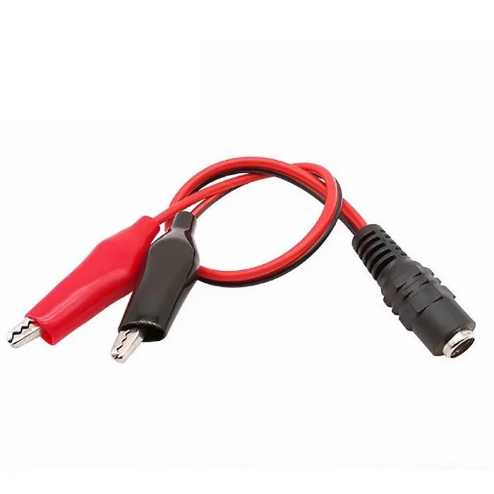 2 pinzas de cocodrilo a 1 adaptador de conector de clavija de alimentación CC macho o hembra cable de 25CM Clips de 5,5*2,1mm cables de prueba de cocodrilo - imagen 3