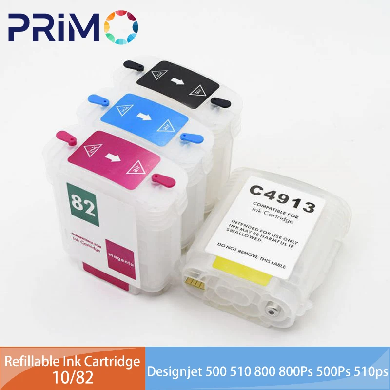 Cartucho de tinta recargable de 69ML con Chip permanente para HP 10 82 para HP10 HP82 Designjet 500 510 800 800Ps 500Ps 510ps