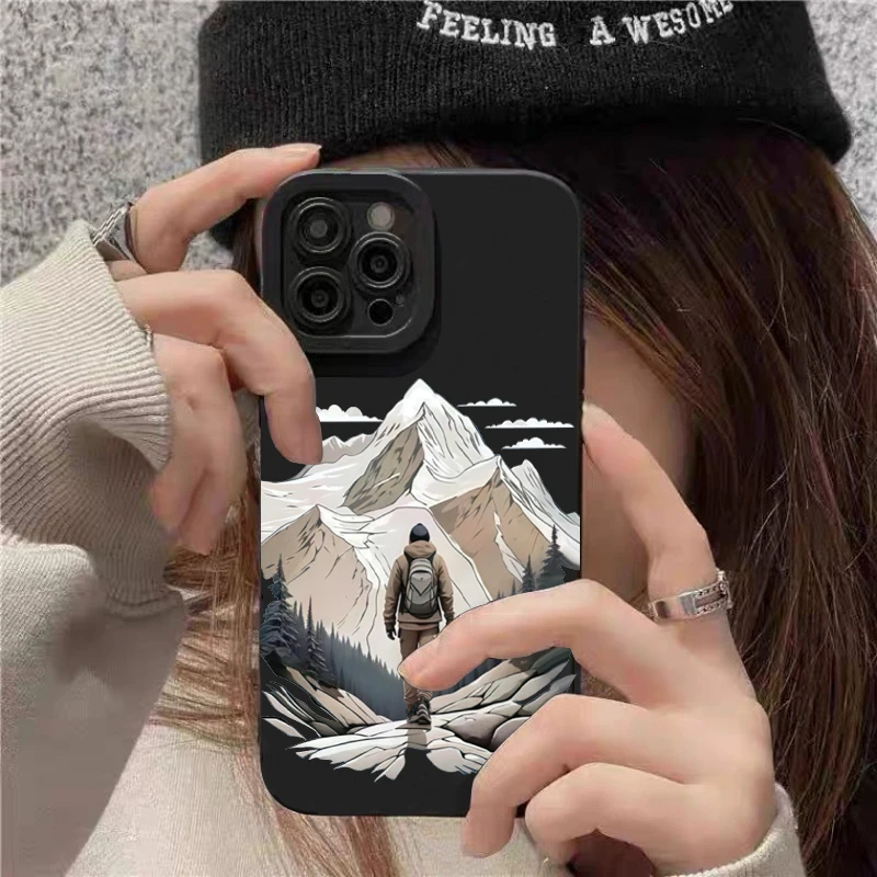 Funda para iPhone 17 16 15 Pro Max 14 13 12 11 cubierta de teléfono de viaje de montañismo para iPhone XS X XR 7 8 Plus 16E 17 Fundas suaves de aire - imagen 4