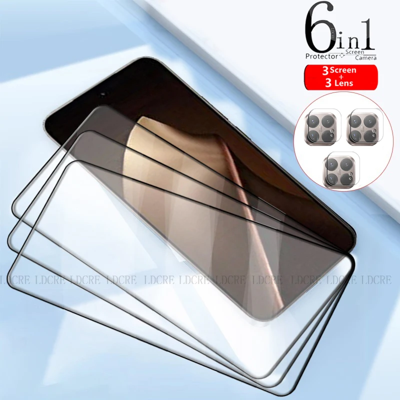 6 en 1 para Xiaomi 15T Pro vidrio para Xiaomi Mi 15T vidrio templado 9H Protector de pantalla de cubierta completa para Xiaomi Mi 15T Pro lente de vidrio