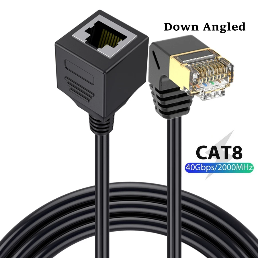 Cable de extensión Ethernet Cat8 de 40Gbps, Cable Rj45 Cat8/7/6, red Lan Ethernet macho a hembra, Anlge derecho de 90 grados para PC y portátil - imagen 5