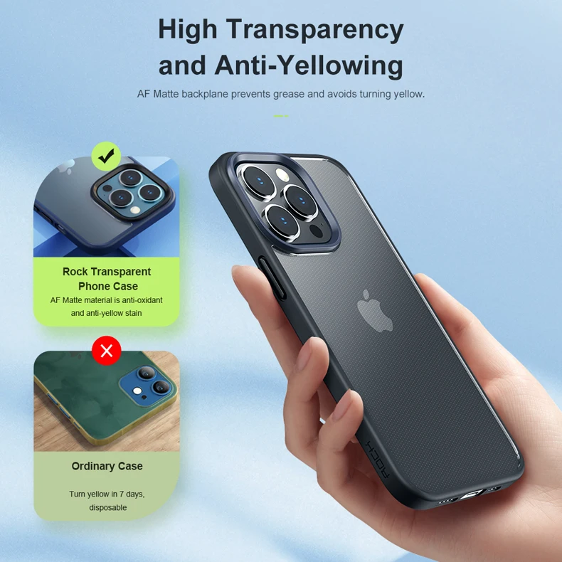 Para iPhone 14 Pro ROCK transparente PC TPU contraportada antiarañazos Ultra híbrido para iPhone 13 Pro 14 Plus чехол - imagen 5