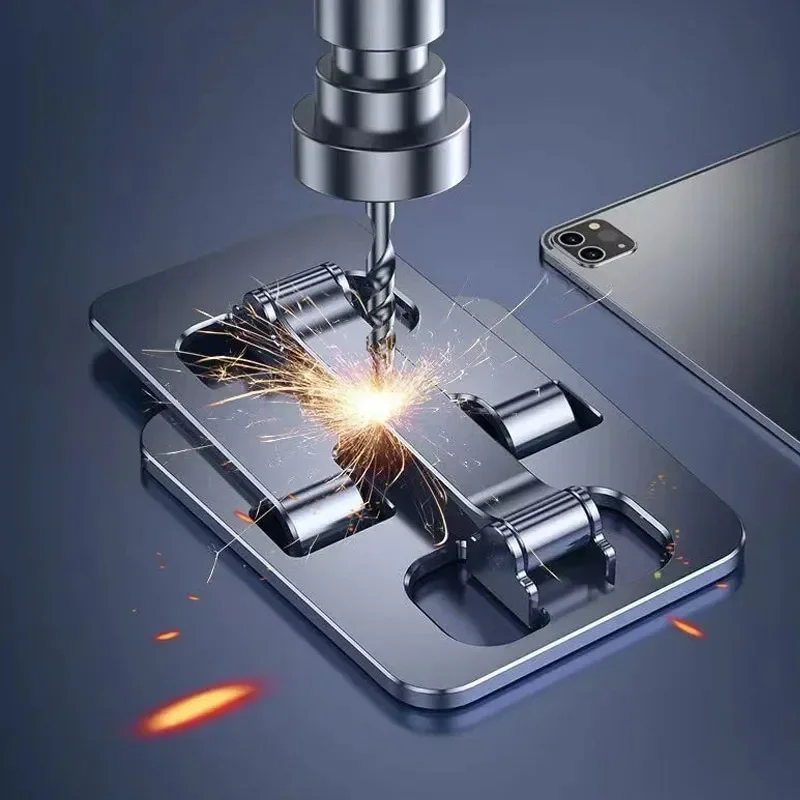 Soporte Universal de aleación de aluminio plegable para teléfono de escritorio, soporte de montaje para iPhone 15 14, soporte para teléfono móvil, tableta, soporte de Metal de escritorio - imagen 2